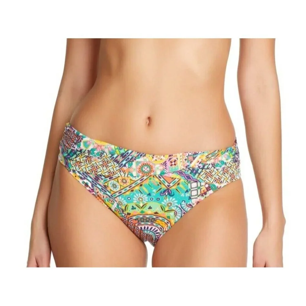 BLEU/Rod BEATTIE Women's 12 Hipster Swim Bottom Blue Orange Multi Print NWT